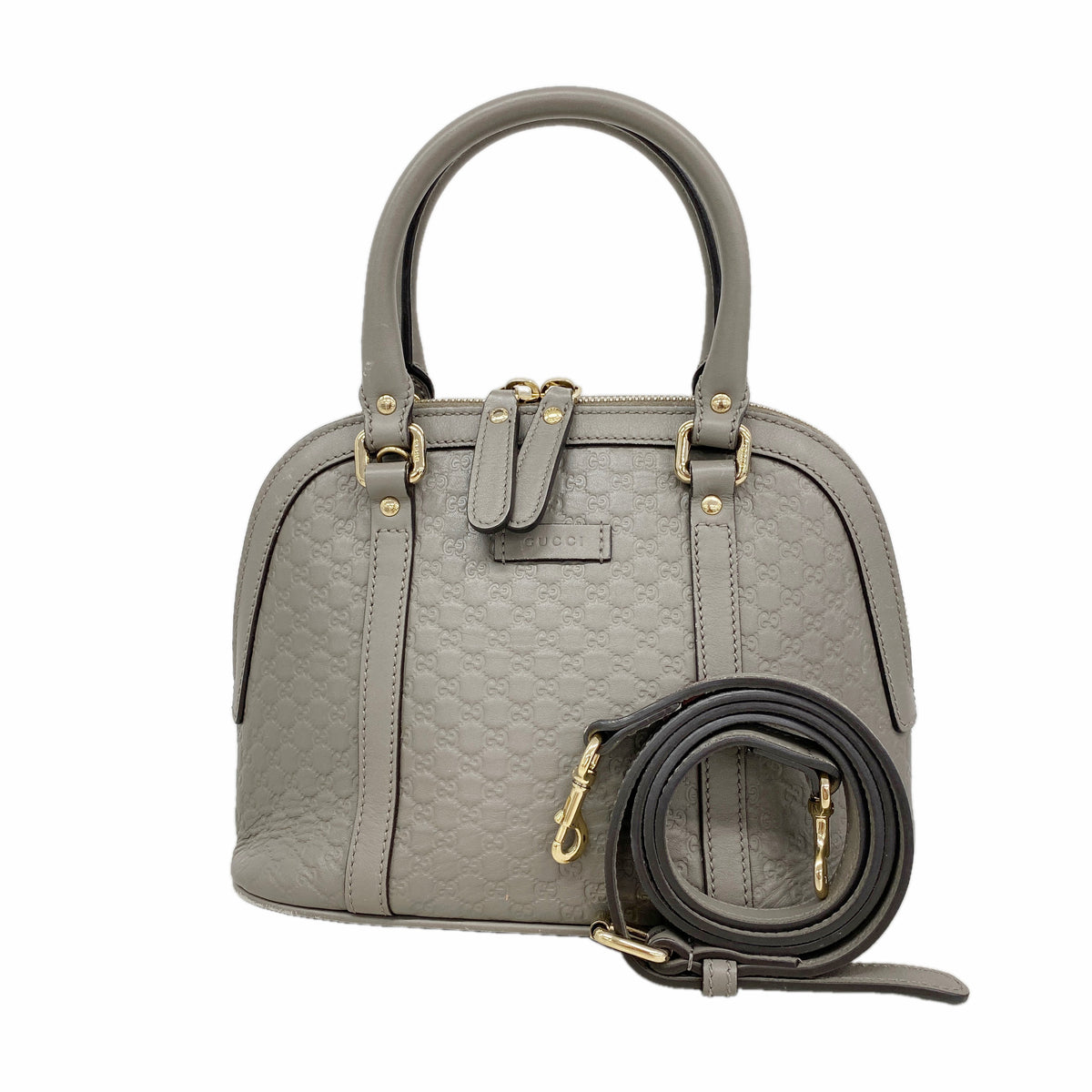 【6id5570】グッチ ハンドバッグ マイクログッチシマ 449654 レザー グレー シャンパンゴールド金具 2wayバッグ【中古】レディース