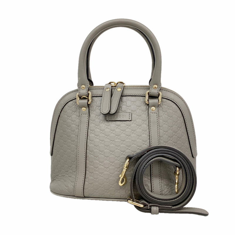 【6id5570】グッチ ハンドバッグ マイクログッチシマ 449654 レザー グレー シャンパンゴールド金具 2wayバッグ【中古】レディース