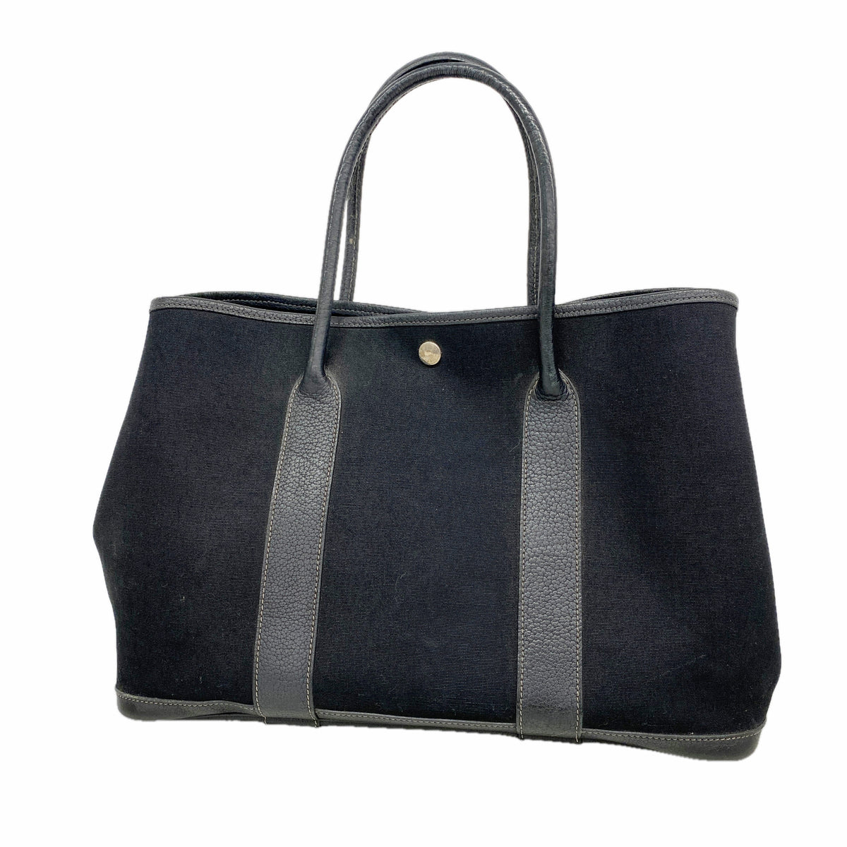 【6id5579-h】エルメス トートバッグ ガーデンパーティPM トワルオフィシエ ブラック シルバー金具 T刻印【中古】レディース