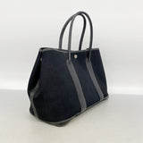 【6id5579-h】エルメス トートバッグ ガーデンパーティPM トワルオフィシエ ブラック シルバー金具 T刻印【中古】レディース