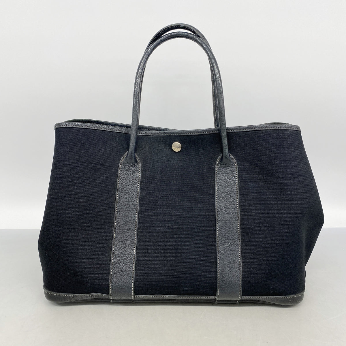 【6id5579-h】エルメス トートバッグ ガーデンパーティPM トワルオフィシエ ブラック シルバー金具 T刻印【中古】レディース