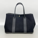 【6id5579-h】エルメス トートバッグ ガーデンパーティPM トワルオフィシエ ブラック シルバー金具 T刻印【中古】レディース