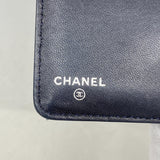 【6id5593】シャネル 財布 マトラッセ ラムスキン ネイビー シルバー金具【中古】レディース