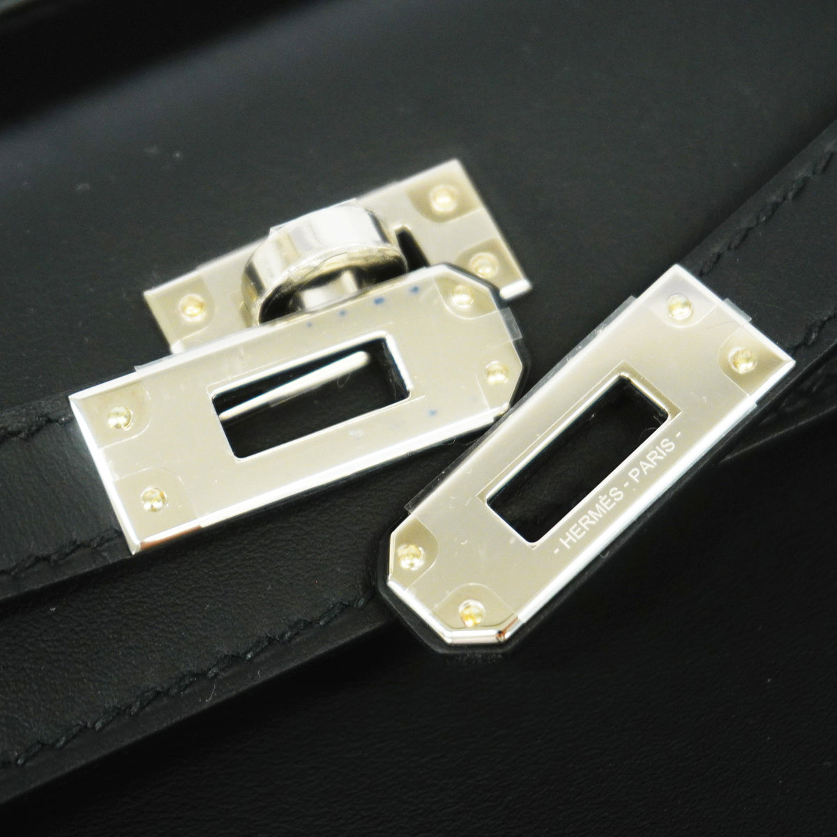 【6id5599-g】エルメス ハンドバッグ ポシェットケリー スイフト ブラック シルバー金具 K刻印【中古】レディース