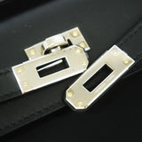 【6id5599-g】エルメス ハンドバッグ ポシェットケリー スイフト ブラック シルバー金具 K刻印【中古】レディース