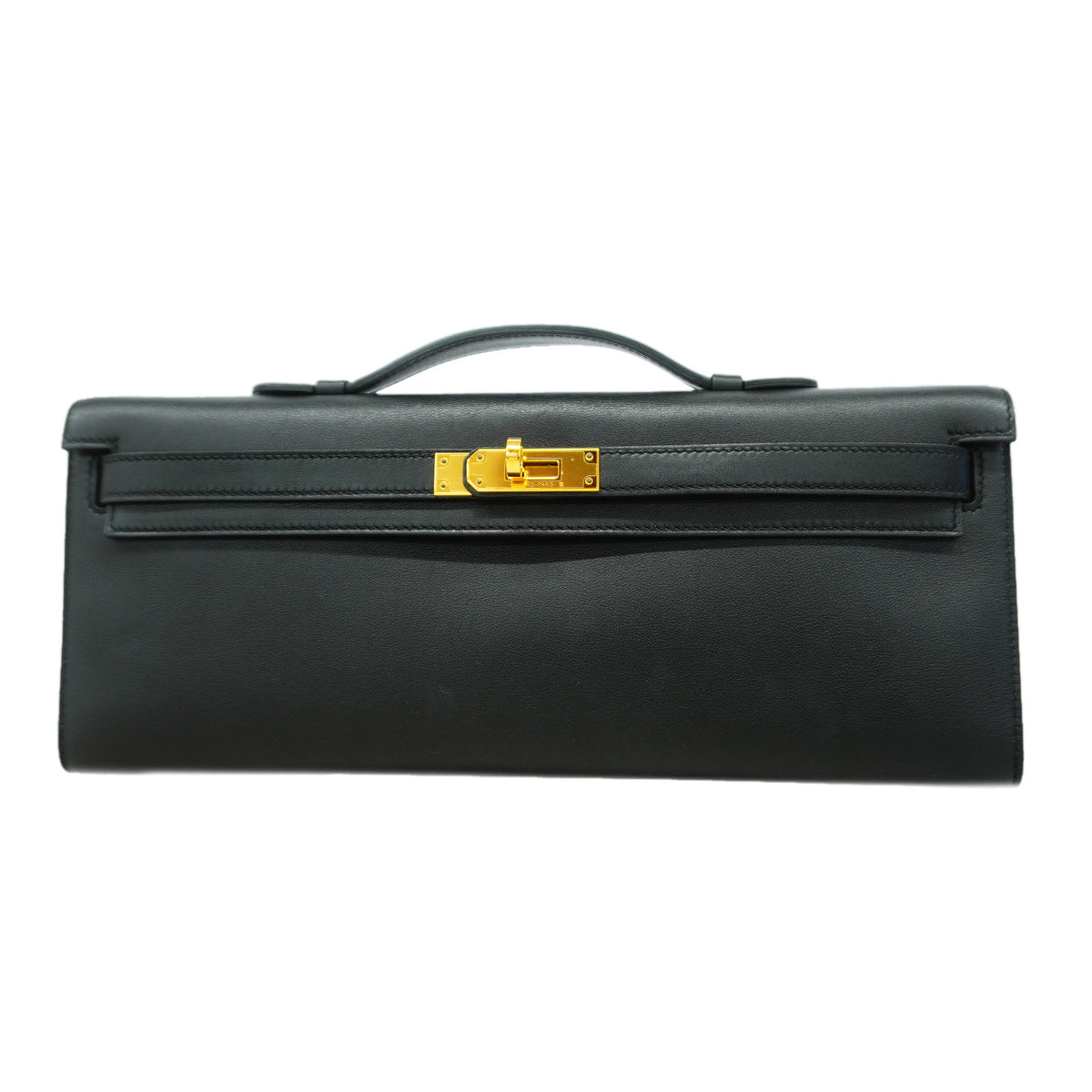 【6id5600-g】エルメス ハンドバッグ ケリーカット スイフト ブラック ゴールド金具 C刻印【中古】レディース