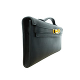 【6id5600-g】エルメス ハンドバッグ ケリーカット スイフト ブラック ゴールド金具 C刻印【中古】レディース