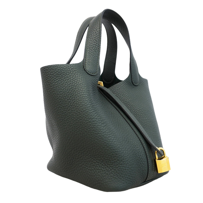 【6id5605】エルメス ハンドバッグ ピコタンロックPM トリヨンクレマンス ヴェール ゴールド金具 W刻印【中古】レディース