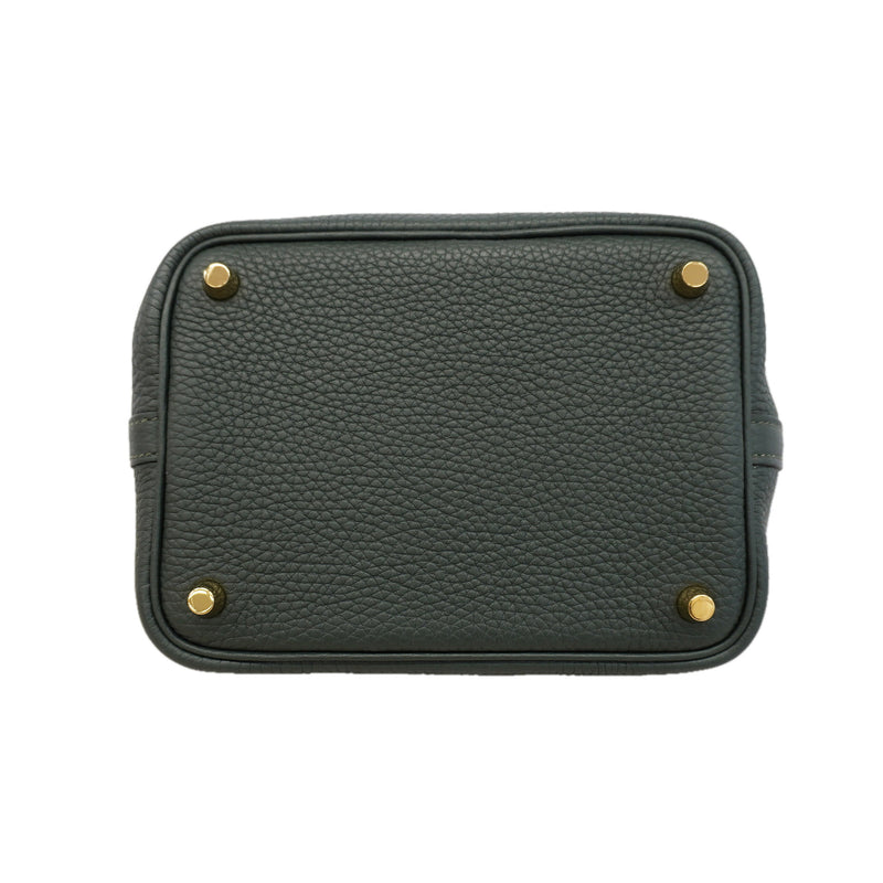 【6id5605】エルメス ハンドバッグ ピコタンロックPM トリヨンクレマンス ヴェール ゴールド金具 W刻印【中古】レディース