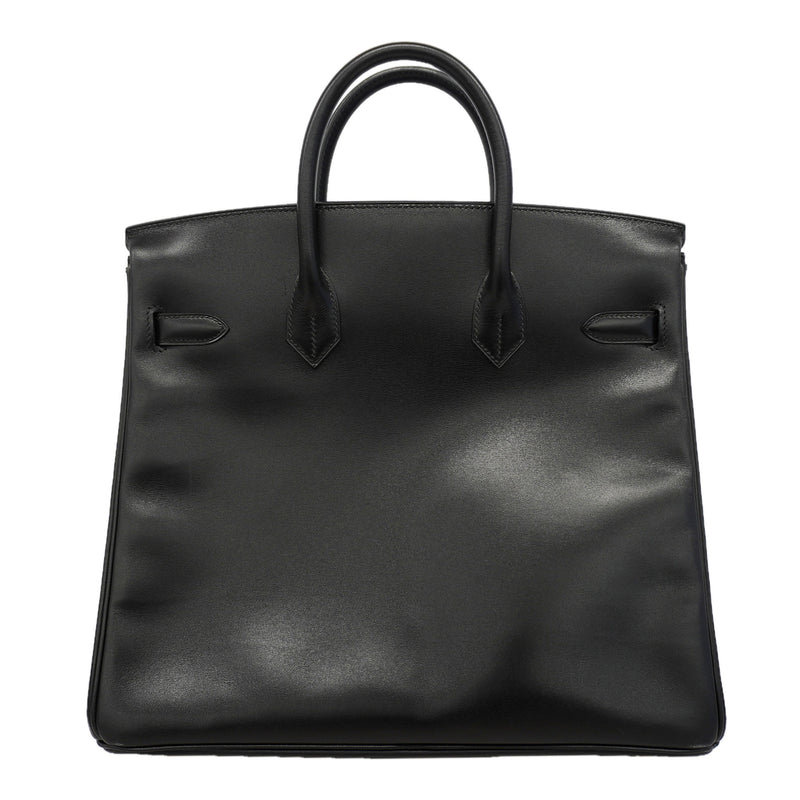 【6id5606】エルメス ハンドバッグ オータクロア32 ボックスカーフ ブラック ゴールド金具 □F刻印【中古】レディース