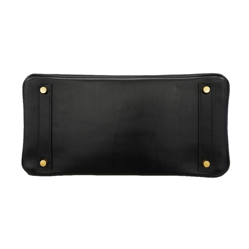 【6id5606】エルメス ハンドバッグ オータクロア32 ボックスカーフ ブラック ゴールド金具 □F刻印【中古】レディース