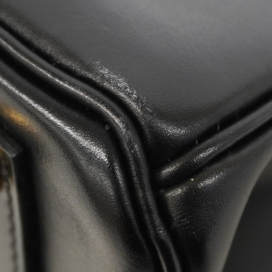 【6id5606】エルメス ハンドバッグ オータクロア32 ボックスカーフ ブラック ゴールド金具 □F刻印【中古】レディース