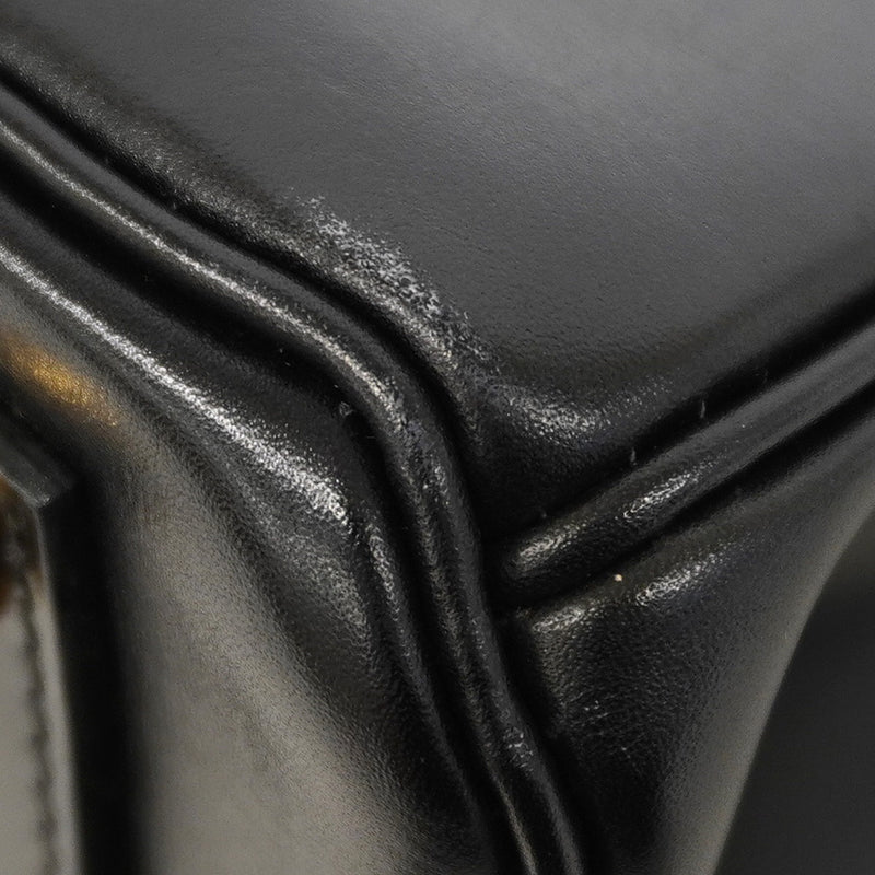 【6id5606】エルメス ハンドバッグ オータクロア32 ボックスカーフ ブラック ゴールド金具 □F刻印【中古】レディース