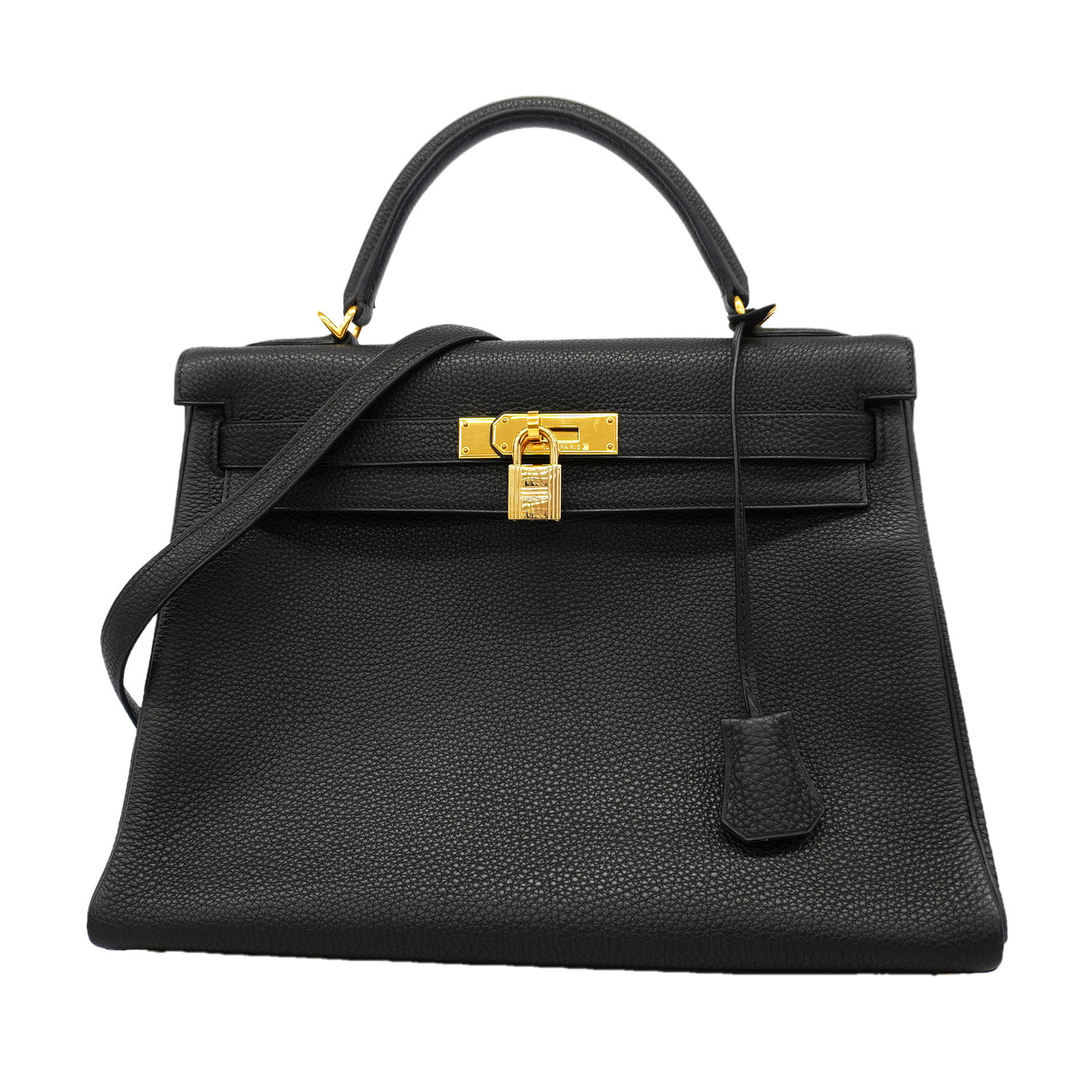 【6id5608】エルメス ハンドバッグ ケリー32 トゴ ブラック ゴールド金具 □D刻印 2wayバッグ【中古】レディース