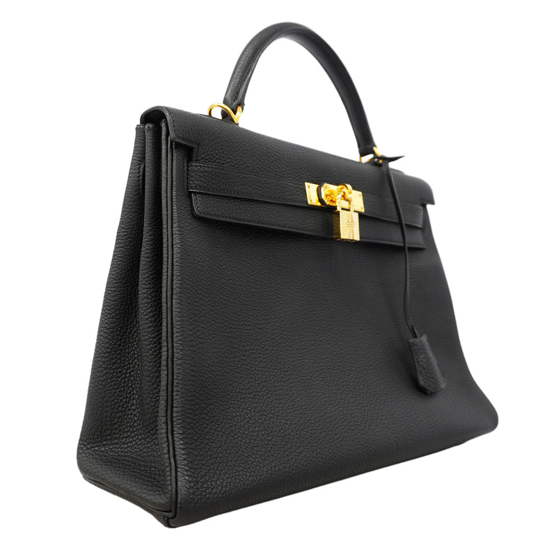【6id5608】エルメス ハンドバッグ ケリー32 トゴ ブラック ゴールド金具 □D刻印 2wayバッグ【中古】レディース