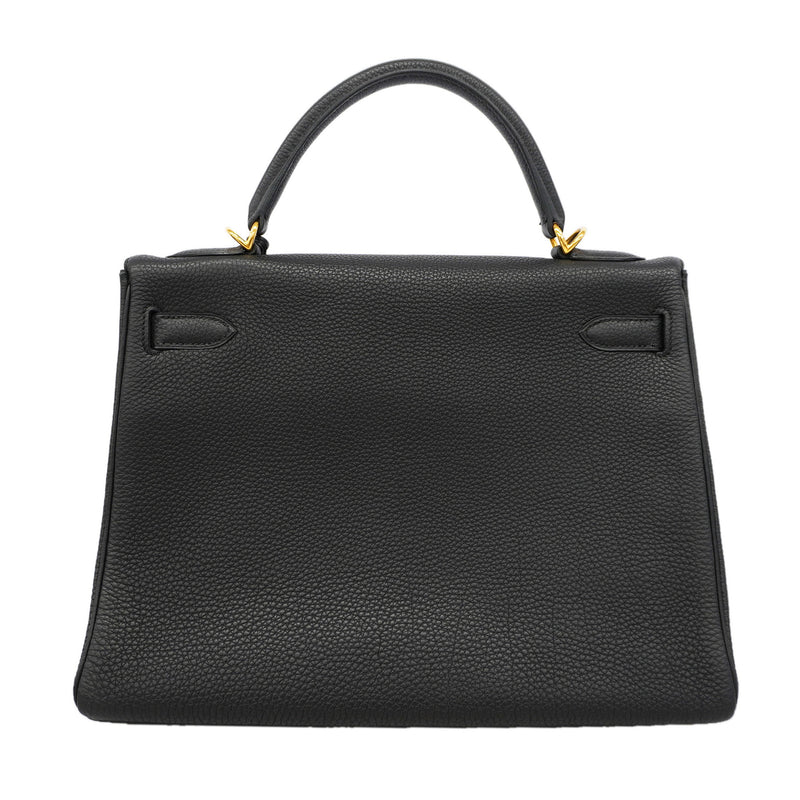 【6id5608】エルメス ハンドバッグ ケリー32 トゴ ブラック ゴールド金具 □D刻印 2wayバッグ【中古】レディース