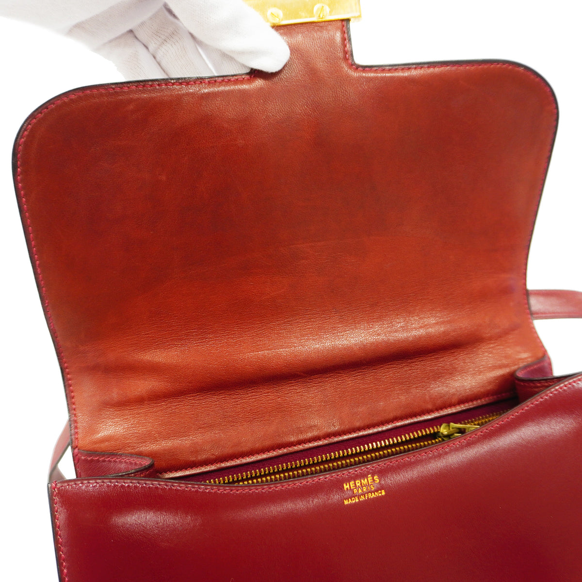 【6id5611】エルメス ショルダーバッグ コンスタンス ボックスカーフ ボルドー ゴールド金具 〇I刻印【中古】レディース