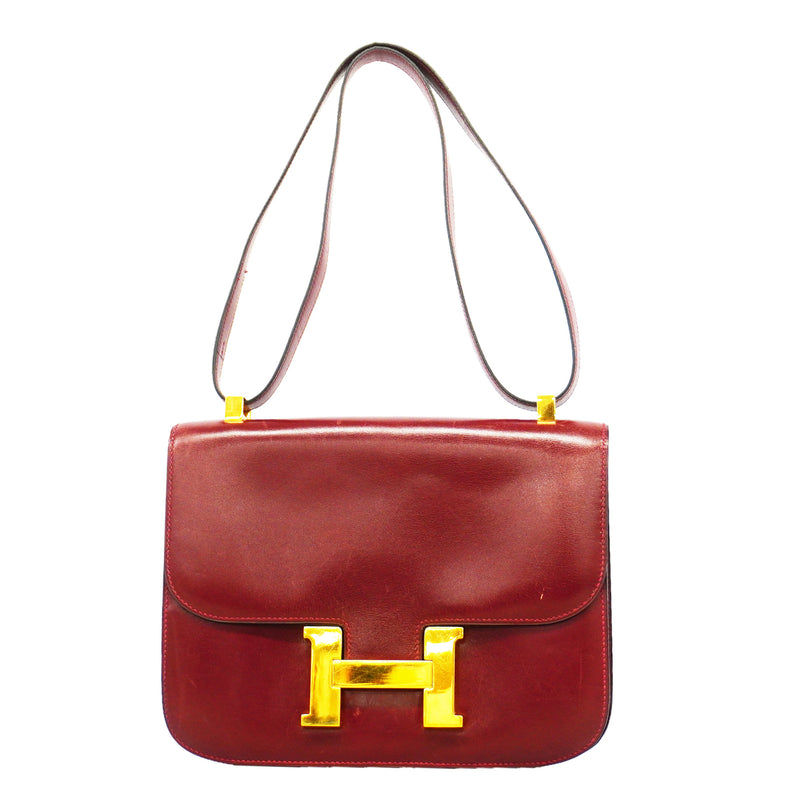 【6id5611】エルメス ショルダーバッグ コンスタンス ボックスカーフ ボルドー ゴールド金具 〇I刻印【中古】レディース