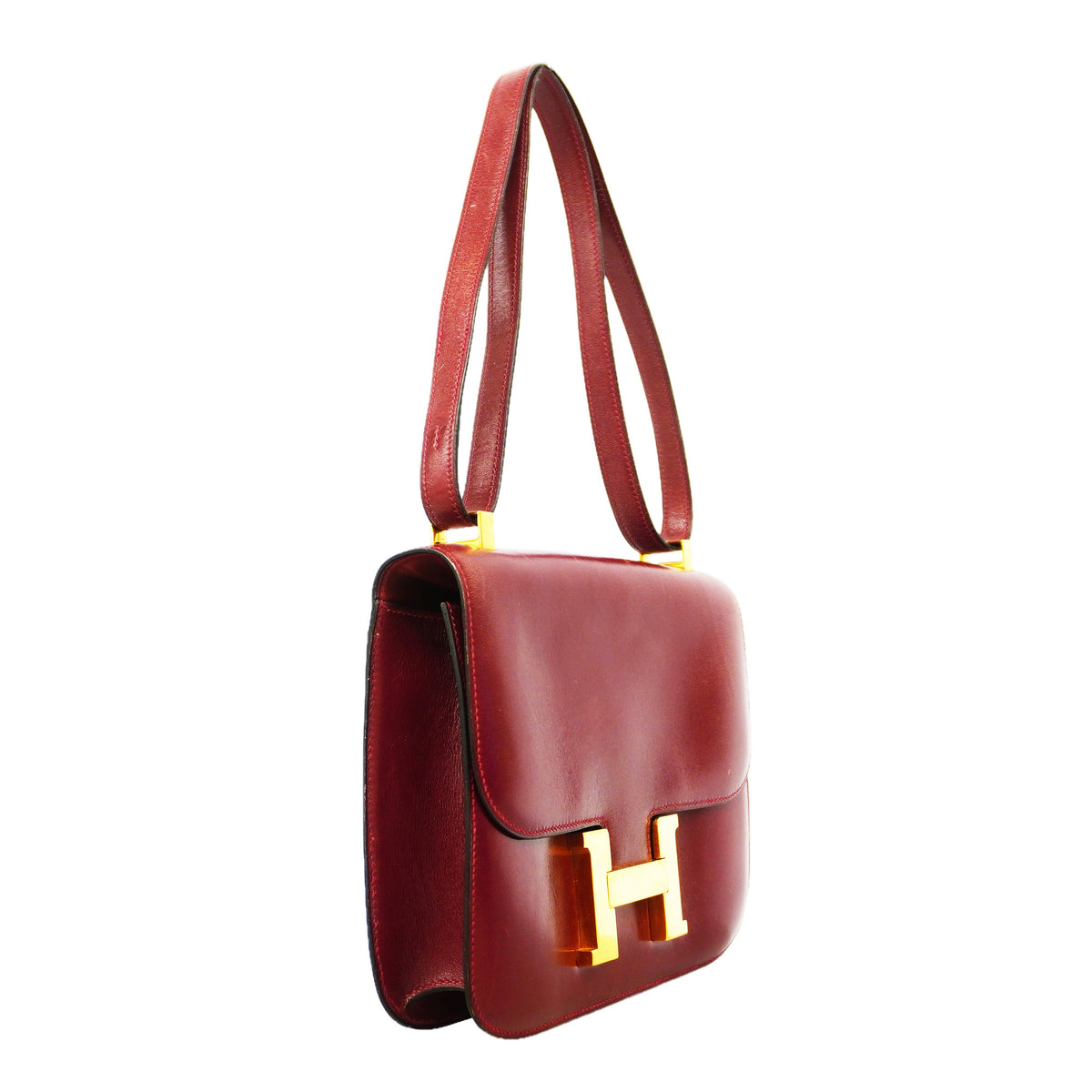 【6id5611】エルメス ショルダーバッグ コンスタンス ボックスカーフ ボルドー ゴールド金具 〇I刻印【中古】レディース