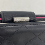 【6id5617】シャネル 財布 カンボン ラムスキン ブラック シルバー金具【中古】レディース
