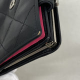 【6id5617】シャネル 財布 カンボン ラムスキン ブラック シルバー金具【中古】レディース