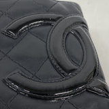【6id5617】シャネル 財布 カンボン ラムスキン ブラック シルバー金具【中古】レディース
