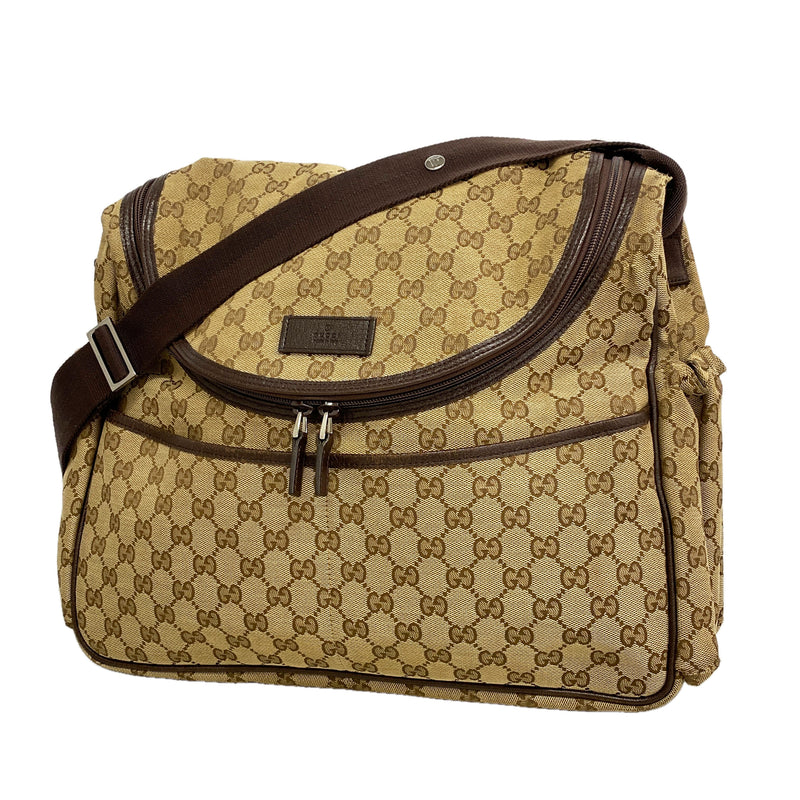 【6id5632】グッチ ショルダーバッグ GGキャンバス 123326 キャンバス ベージュ シルバー金具【中古】メンズ レディース ユニセックス