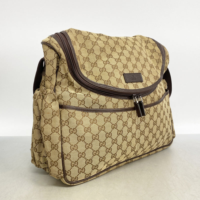 【6id5632】グッチ ショルダーバッグ GGキャンバス 123326 キャンバス ベージュ シルバー金具【中古】メンズ レディース ユニセックス