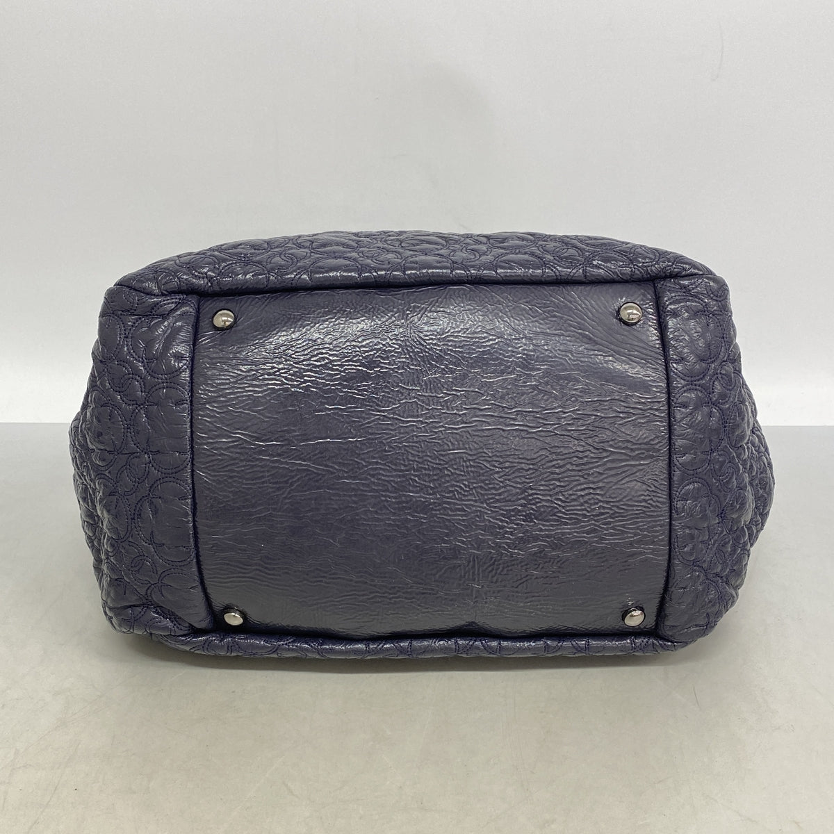 【6id5633】シャネル ショルダーバッグ チェーンショルダー レザー ネイビー シルバー金具【中古】レディース