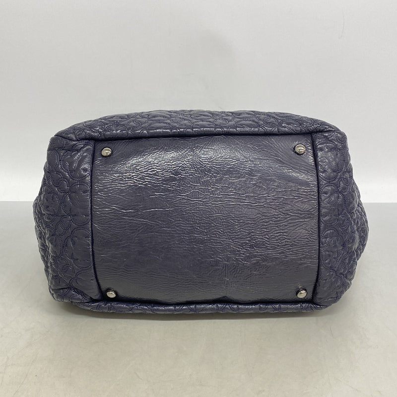 【6id5633】シャネル ショルダーバッグ チェーンショルダー レザー ネイビー シルバー金具【中古】レディース
