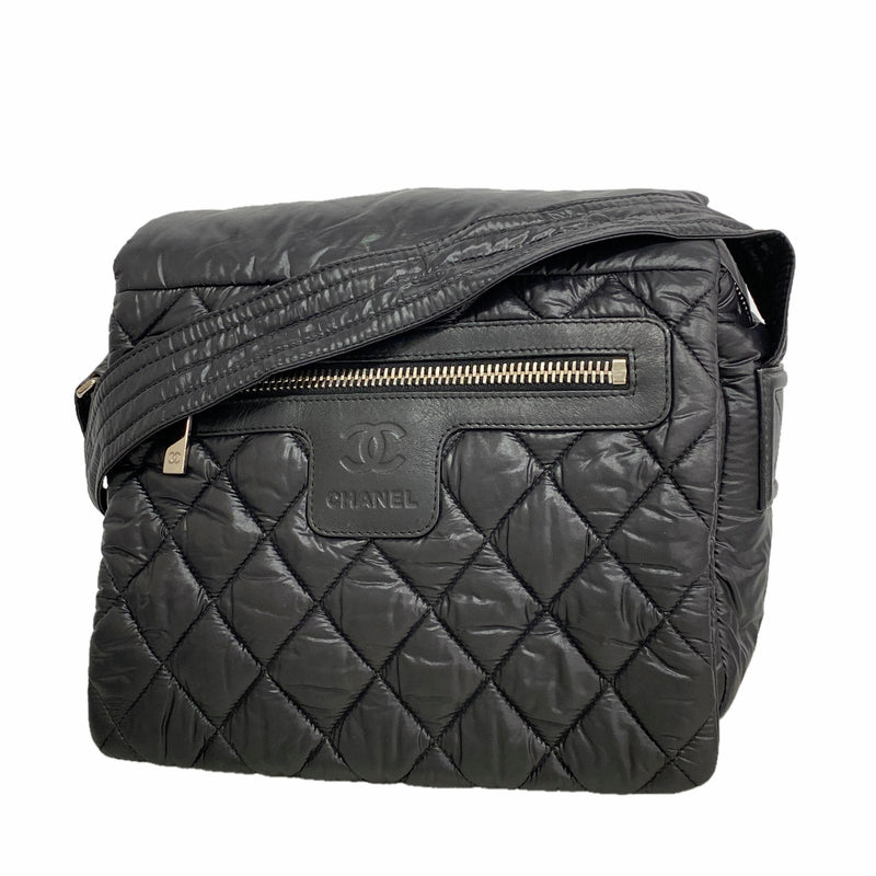 【6id5634】シャネル ショルダーバッグ コココクーン ナイロン ブラック シルバー金具【中古】レディース