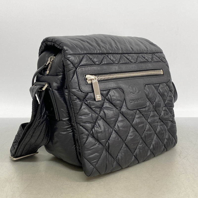 【6id5634】シャネル ショルダーバッグ コココクーン ナイロン ブラック シルバー金具【中古】レディース