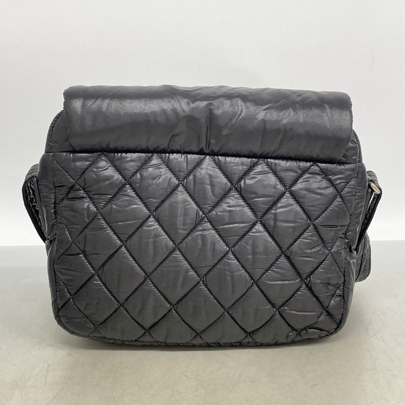 【6id5634】シャネル ショルダーバッグ コココクーン ナイロン ブラック シルバー金具【中古】レディース
