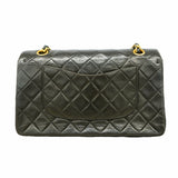 【6id5653】シャネル ショルダーバッグ マトラッセ Wフラップ Wチェーン ラムスキン ブラック ゴールド金具【中古】レディース