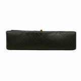 【6id5653】シャネル ショルダーバッグ マトラッセ Wフラップ Wチェーン ラムスキン ブラック ゴールド金具【中古】レディース
