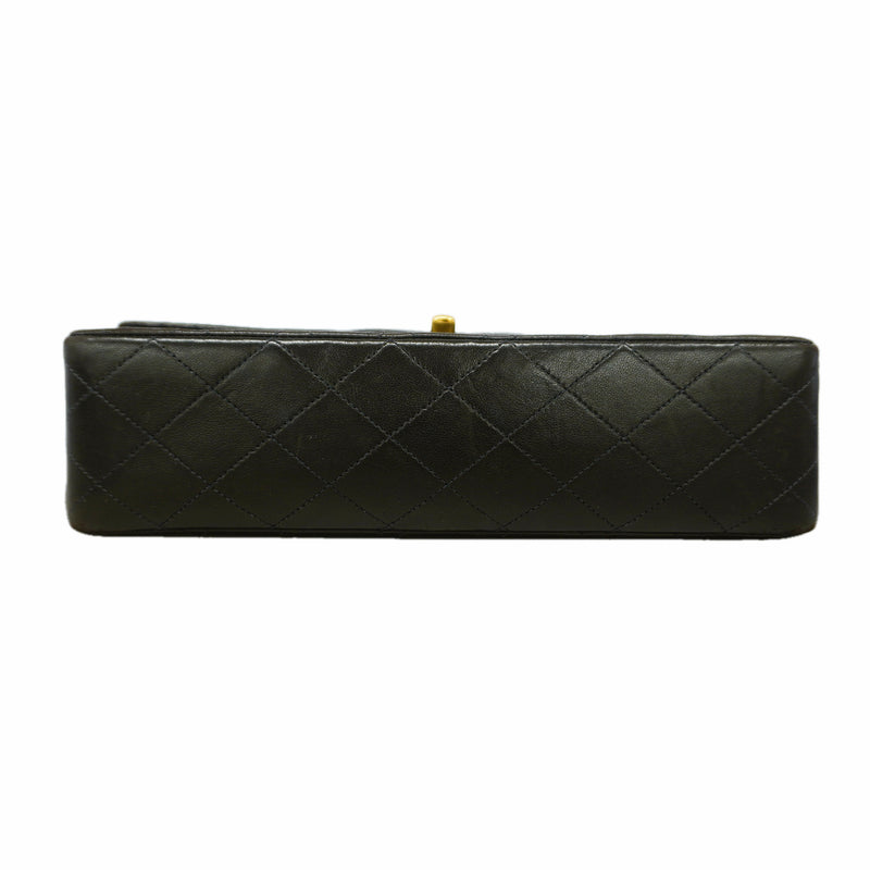 【6id5653】シャネル ショルダーバッグ マトラッセ Wフラップ Wチェーン ラムスキン ブラック ゴールド金具【中古】レディース