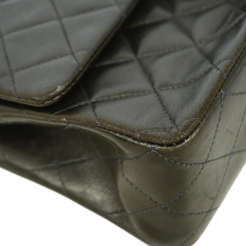 【6id5653】シャネル ショルダーバッグ マトラッセ Wフラップ Wチェーン ラムスキン ブラック ゴールド金具【中古】レディース