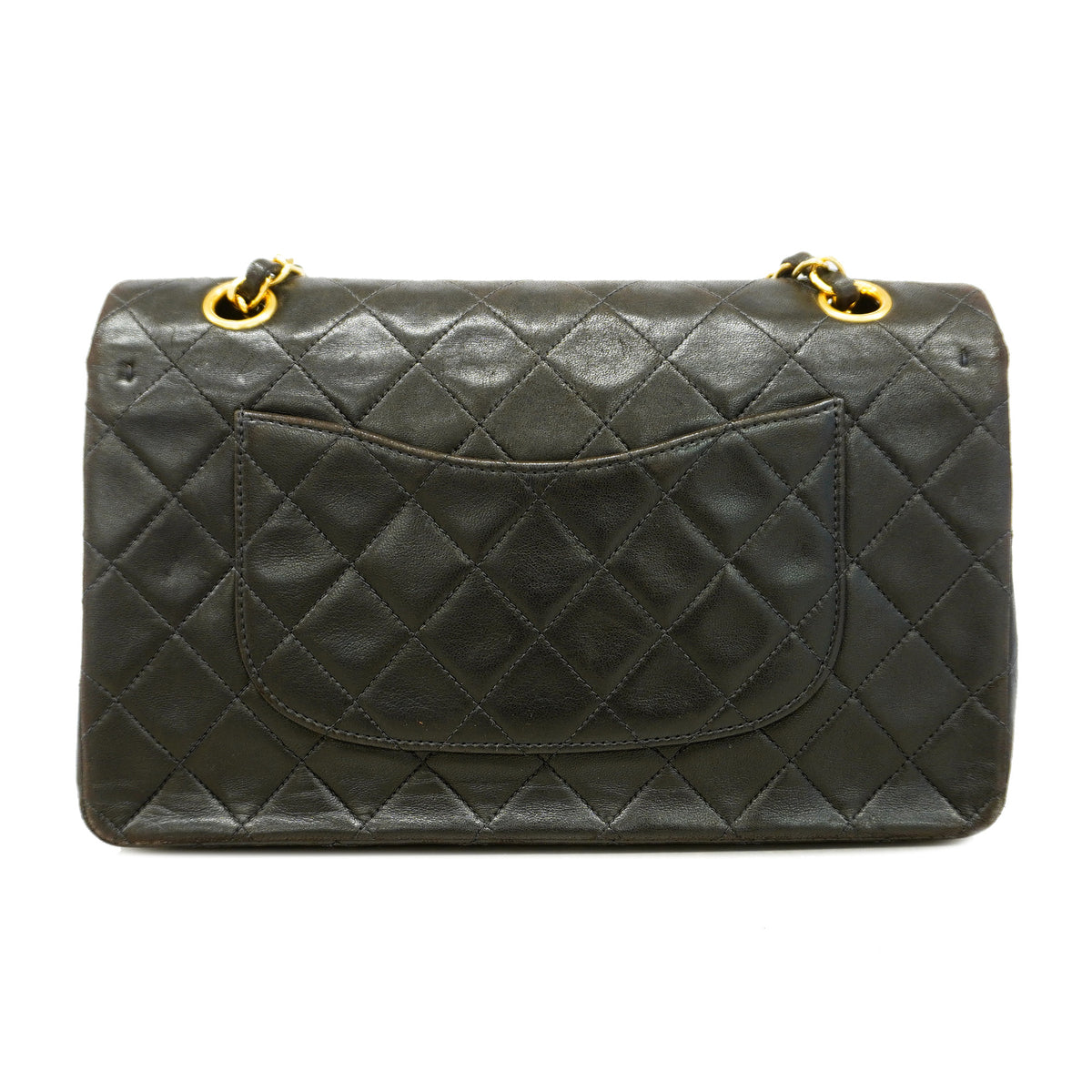 【6id5660】シャネル ショルダーバッグ マトラッセ Wフラップ Wチェーン ラムスキン ブラック ゴールド金具【中古】レディース