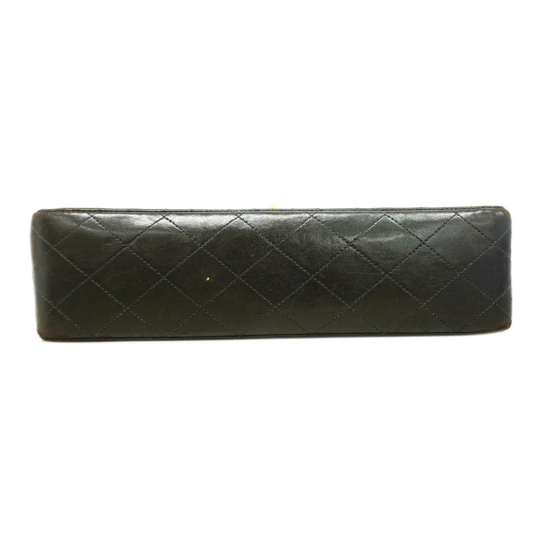 【6id5660】シャネル ショルダーバッグ マトラッセ Wフラップ Wチェーン ラムスキン ブラック ゴールド金具【中古】レディース