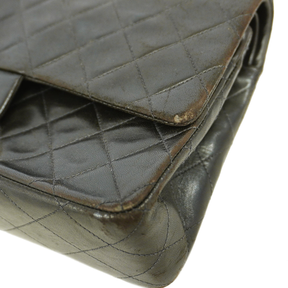 【6id5660】シャネル ショルダーバッグ マトラッセ Wフラップ Wチェーン ラムスキン ブラック ゴールド金具【中古】レディース