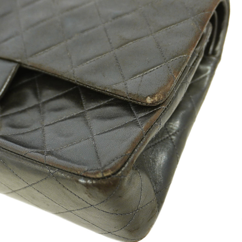 【6id5660】シャネル ショルダーバッグ マトラッセ Wフラップ Wチェーン ラムスキン ブラック ゴールド金具【中古】レディース