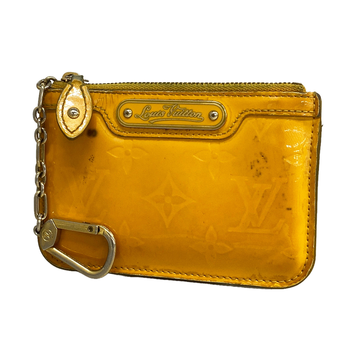 【6id5669】ルイヴィトン コインケース ヴェルニ ポシェットクレNM M91738 ジョーヌパッション【中古】レディース