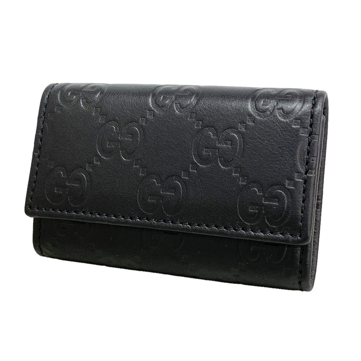 【6id5672】グッチ キーケース グッチシマ 138093 レザー ブラック シャンパンゴールド金具【中古】メンズ レディース ユニセックス