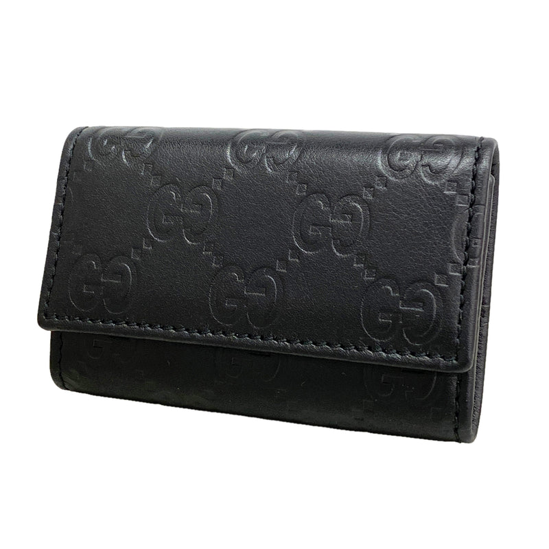 【6id5672】グッチ キーケース グッチシマ 138093 レザー ブラック シャンパンゴールド金具【中古】メンズ レディース ユニセックス