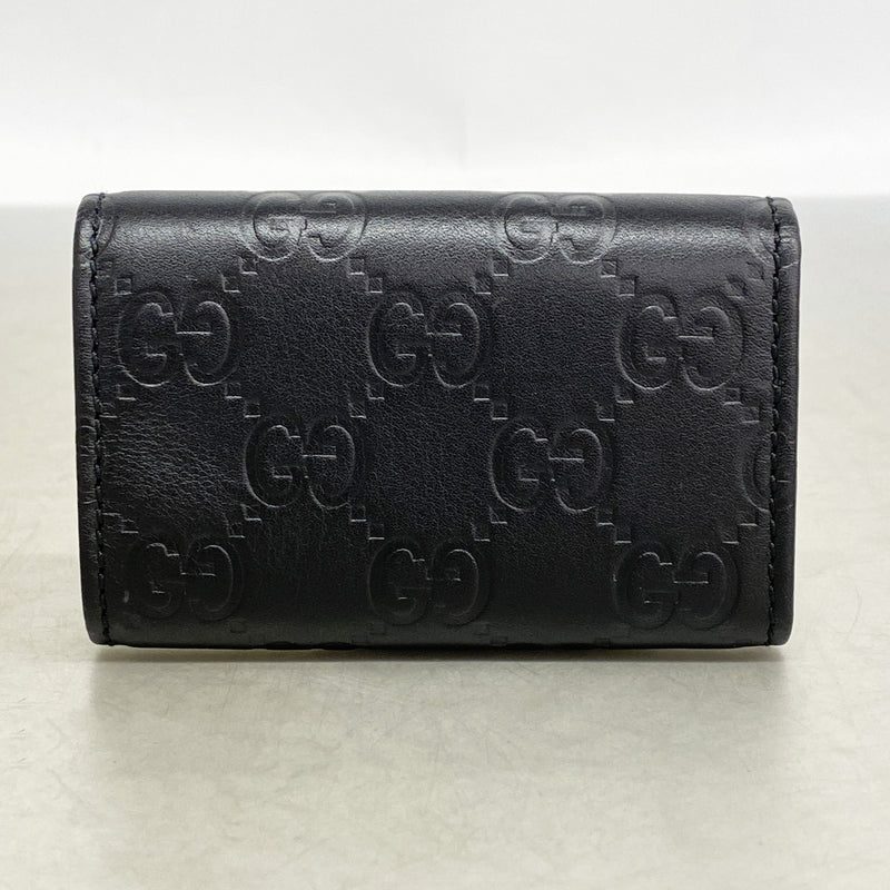 【6id5672】グッチ キーケース グッチシマ 138093 レザー ブラック シャンパンゴールド金具【中古】メンズ レディース ユニセックス