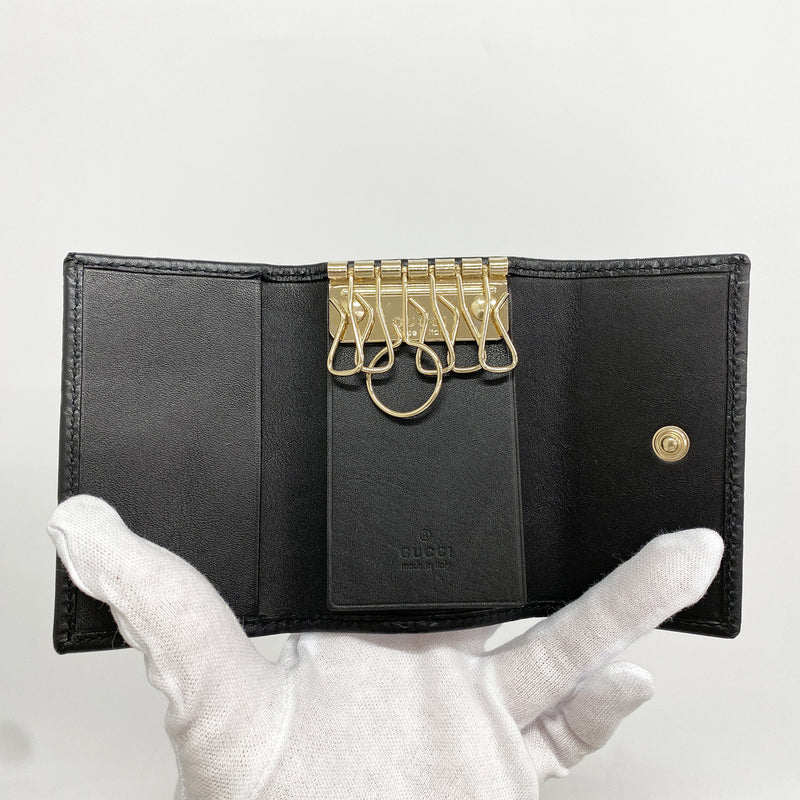 【6id5672】グッチ キーケース グッチシマ 138093 レザー ブラック シャンパンゴールド金具【中古】メンズ レディース ユニセックス