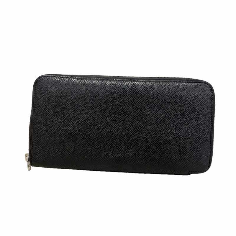 【6id5691】エルメス 長財布 アザップロングシルクイン ヴォーエプソン ブラック シルバー金具 A刻印【中古】メンズ レディース ユニセックス