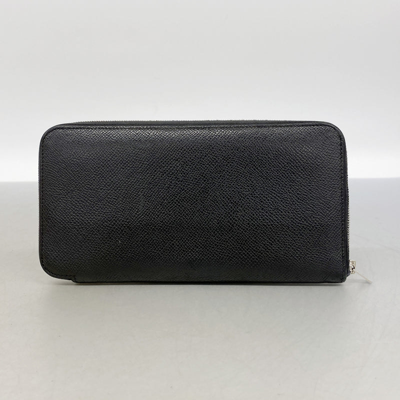 【6id5691】エルメス 長財布 アザップロングシルクイン ヴォーエプソン ブラック シルバー金具 A刻印【中古】メンズ レディース ユニセックス