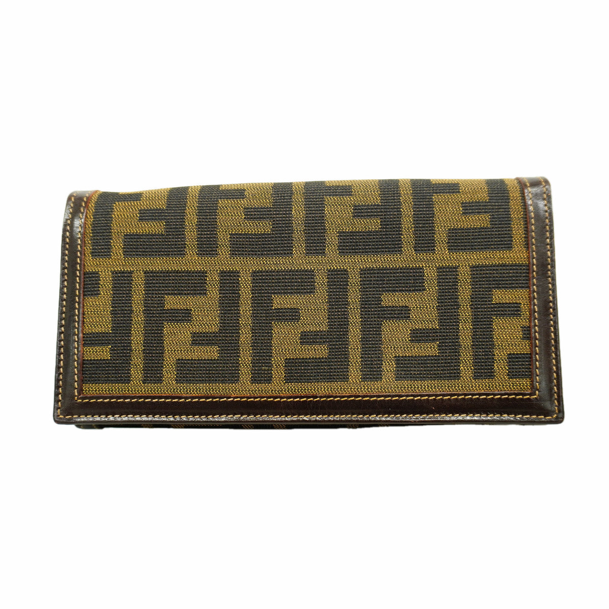 【6id5693】フェンディ 長財布 ズッカ ナイロンキャンバス ブラウン ゴールド金具【中古】レディース