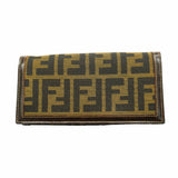 【6id5693】フェンディ 長財布 ズッカ ナイロンキャンバス ブラウン ゴールド金具【中古】レディース
